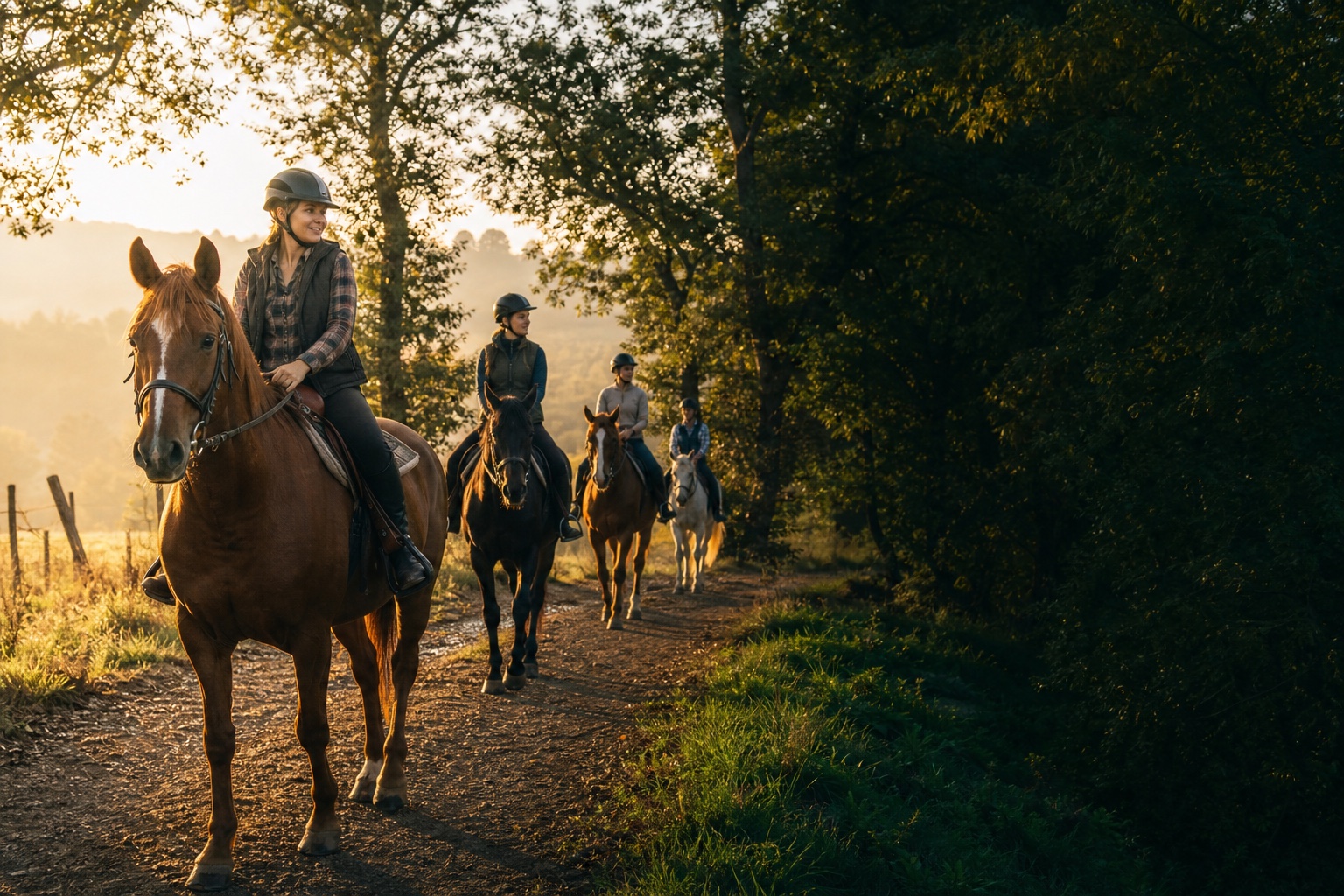 Cavalieri durante la passeggiata a cavallo